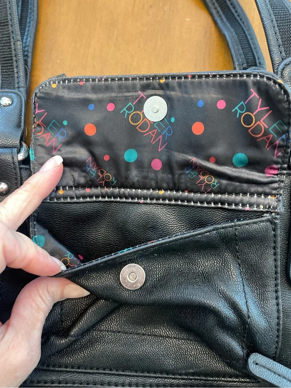 Tyler Rodan Black Laptop Tote /Purse with Front Zip Pocket